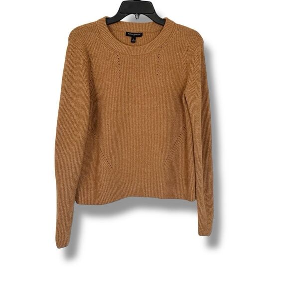 Banana Republic Women’s Pointelle Crew Neck Tan Minimalist Sweater Medium - Picture 1 of 7